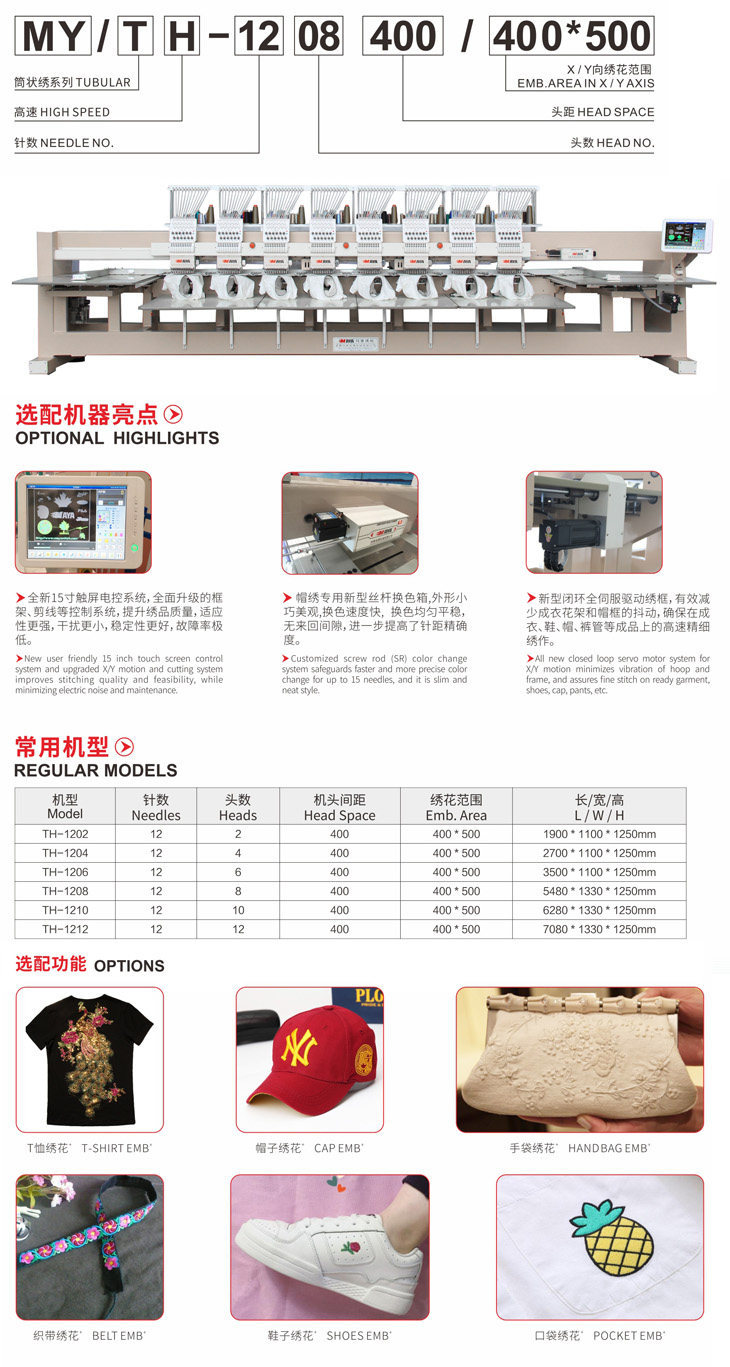 TH系列高速筒狀繡多功能電腦繡花機(jī)(圖1)